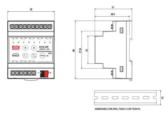 Actionneur de commutation universel 10A par canal | MEAN WELL KAA-8R-10 - Gammes d'appareillage (interrupteurs, commandes, prises, etc.)