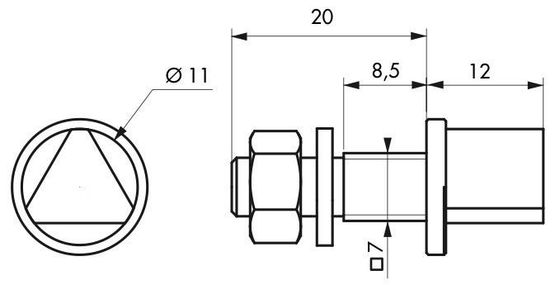 Adaptateur triangle 11 mm pour fouillot carré 7 mm - BEAURAIN DISTRIBUTION