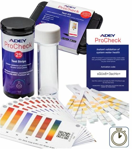 ADEY ProCheck - Coffret Test Kit - Comprenant 25 bandes et 10 cartes et le code d´activation du compte | SEN1091