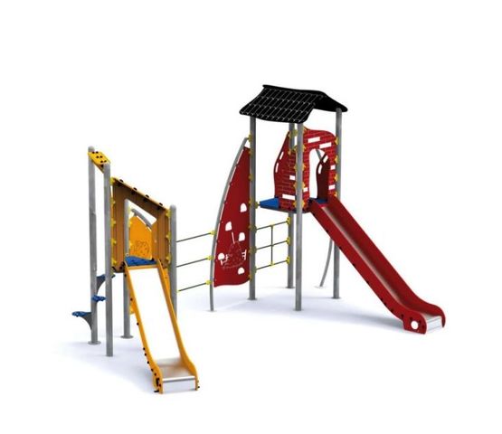  Aire de jeux métallique Masia ferme - 2 toboggans - Equipement de plein air