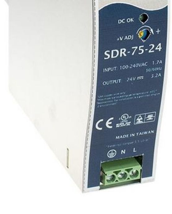  Alimentation AC/DC Rail DIN Sortie 12 Vdc à 6,3A avec Boîtier métallique  | MEAN WELL SDR-75-12  - produit présenté par CATS