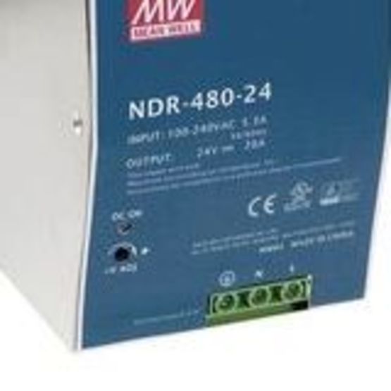 Alimentation AC-DC simple à sortie industrielle 24Vdc à 20A sur rail DIN avec boîtier métallique | MEAN WELL NDR-480-24 - produit présenté par CATS