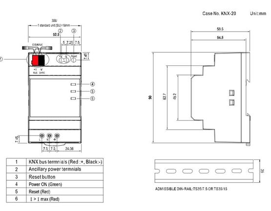  Alimentation sur rail DIN EIB avec starter intégré | MEAN WELL KNX-20E-640  - Gestion et pilotage de l'éclairage