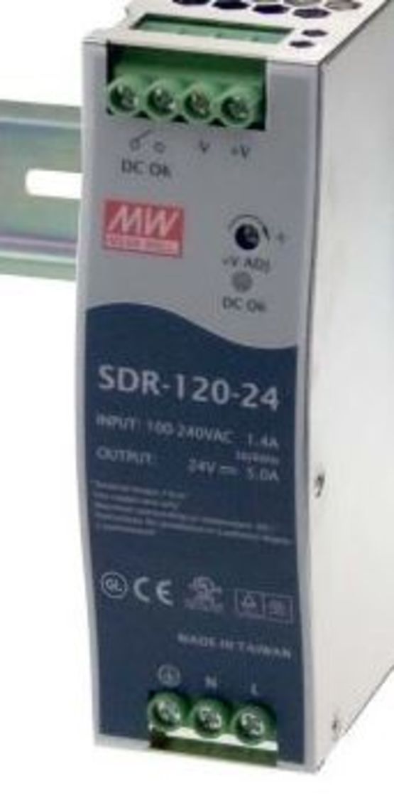 Alimentations AC/DC Rail DIN sortie 12V DC à 10A avec boîtier métallique | MEAN WELL SDR-120-12  - produit présenté par CATS