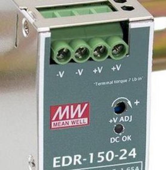  Alimentations AC/DC Rail DIN Sortie 24 V à 6,5 A (230 V ca) / 24 V à 5,2 A (115 V ca) | MEAN WELL EDR-150-24 - Alimentations électriques