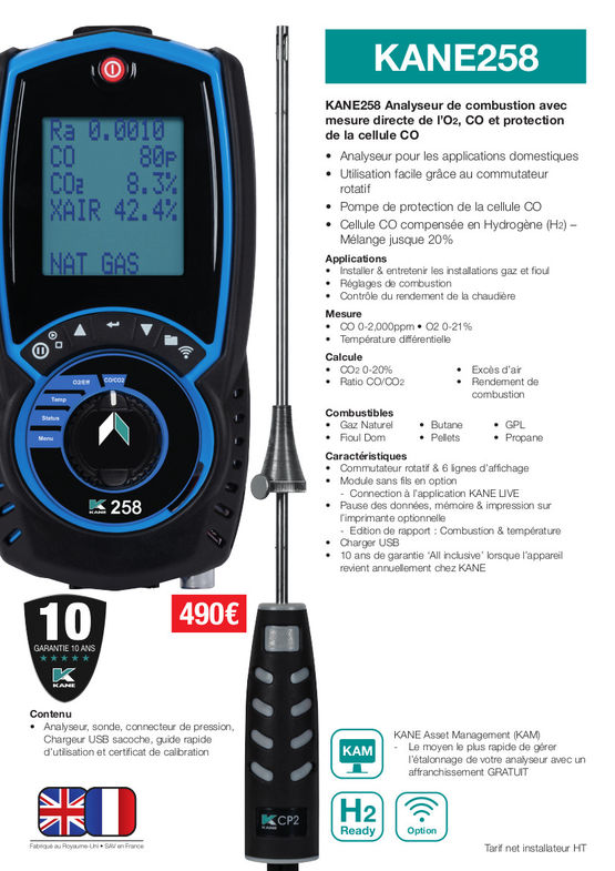  Analyseur de combustion KANE258 - NICOLAS VAN OS KANE INTERNATIONAL