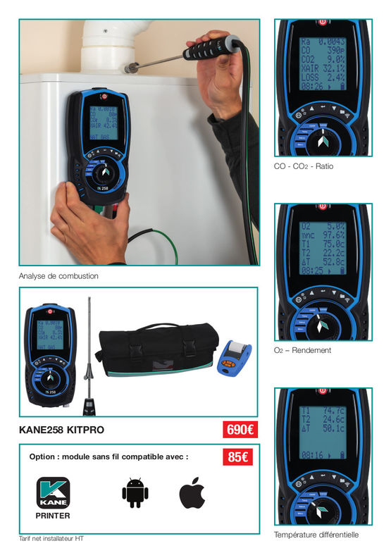  Analyseur de combustion KANE258 - Analyseur de combustion