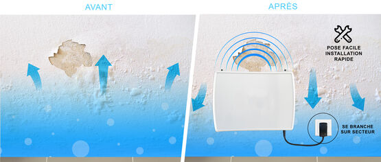  Appareil électronique contre l&#039;humidité dans les murs avec un diamètre d&#039;action de 12,5m (rayon d&#039;action de 6,25m) | IPE STOP ONE - Assèchement des murs