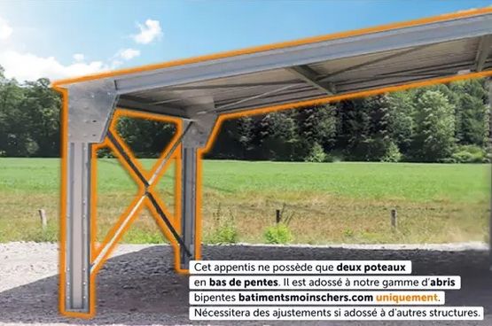  Appentis galvanisés 20m² - 4,1x5x2,49m - Abri de conteneurs