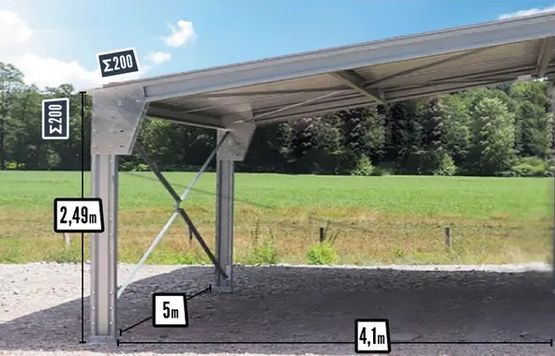 Appentis galvanisés 20m² - 4,1x5x2,49m - produit présenté par BATIMENTSMOINSCHERS.COM/ C2I COMMERCE SARL