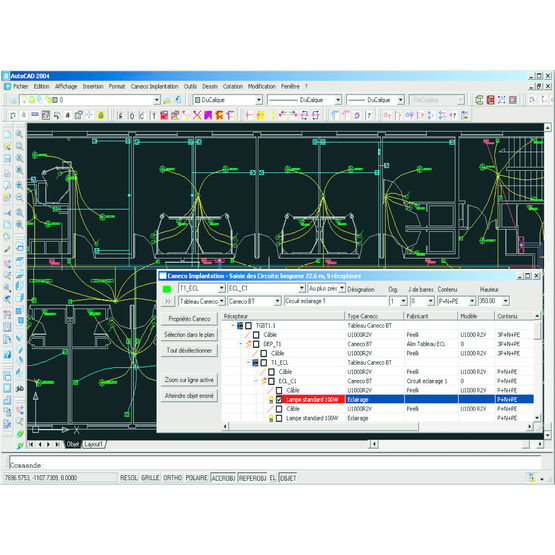 Applicatif Autocad d&#039;implantation de câblages et matériels électriques | Caneco Implantation