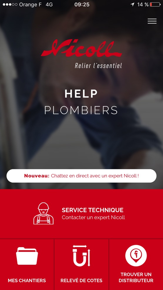  Application Nicoll à destination des plombiers | Help Plombiers - NICOLL (ALIAXIS)