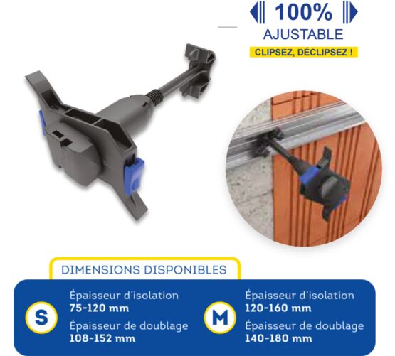  Appui intermédiaire réglable pour doublages thermo-acoustiques  | AJUST NEUF - SEMIN