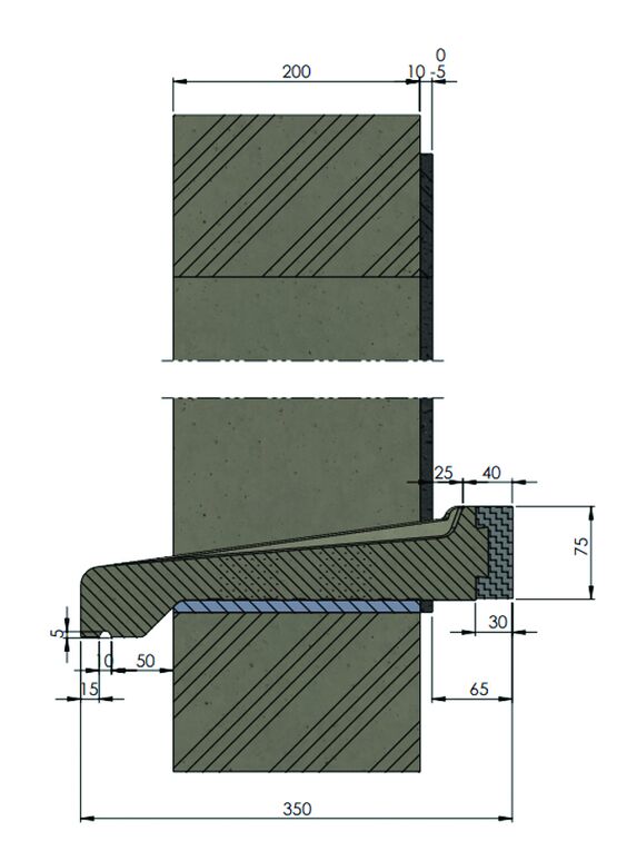  Appui seuil thermique allégé en pierre reconstituée avec mousse isolante PET |  Optithermic                       - Lucarnes, encadrements, linteaux, appuis préfabriqués