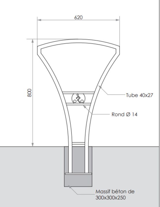  Appui vélo | Appui vélo Horizon en acier galvanisé thermolaqué - SEMCO