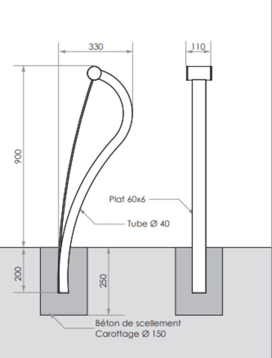  Appui vélo | Appui vélo Régate en acier galvanisé et thermolaqué - SEMCO