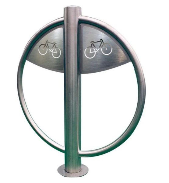 Arceau vélo inox rond avec picto cycle