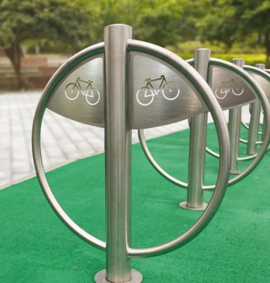  Arceau vélo inox rond avec picto cycle - NORMEQUIP