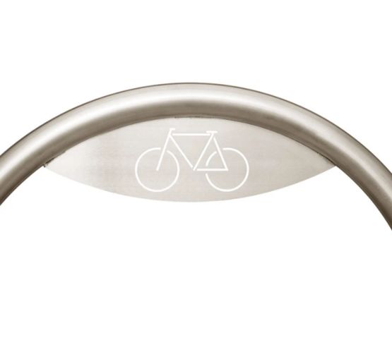 Arceau vélo inox rond avec picto cycle - produit présenté par NORMEQUIP