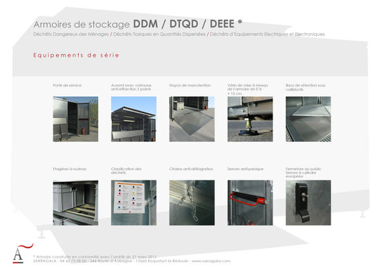 Armoire pour déchets dangereux ménagers (DDM) | DMS - Abri de conteneurs