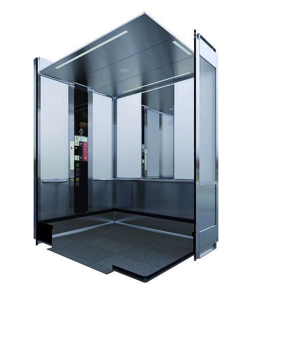  Ascenseur à parois vitrées transparentes ou opaques et système de traction Ecodisc | Monospace Vitré - KONE