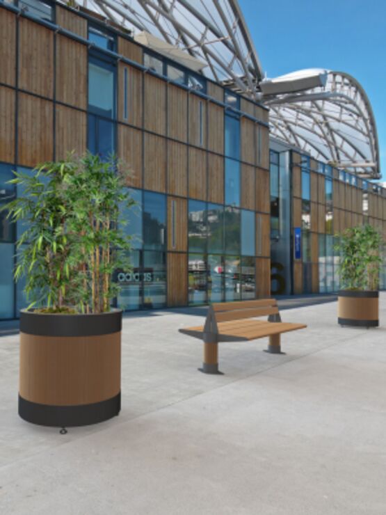 Bac à fleurs urbain | Bac à fleurs Bios en bois lamellé-collé et acier