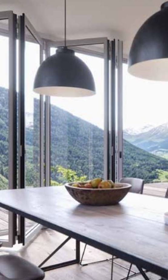 Baie pliante coulissante toute hauteur en bois, aluminium ou mixte | Ligne Inova Duoba Alumina - produit présenté par BIEBER