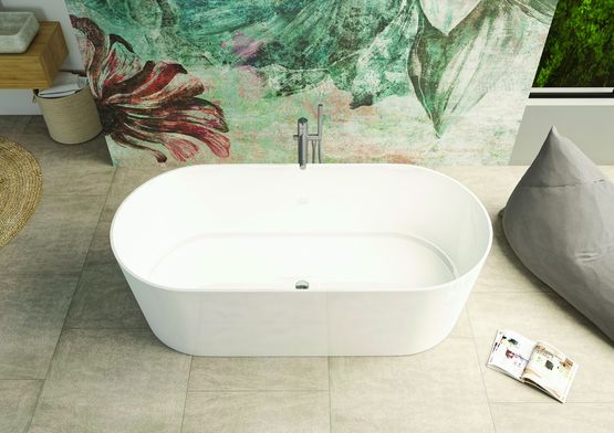 Baignoire îlot ovale ou rectangulaire en marbre coulé | Iconik