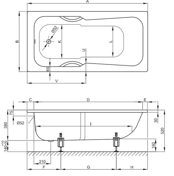 Baignoire rectangulaire à encastrer acier titane vitrifié 7 dimensions | BetteSet - produit présenté par BETTE
