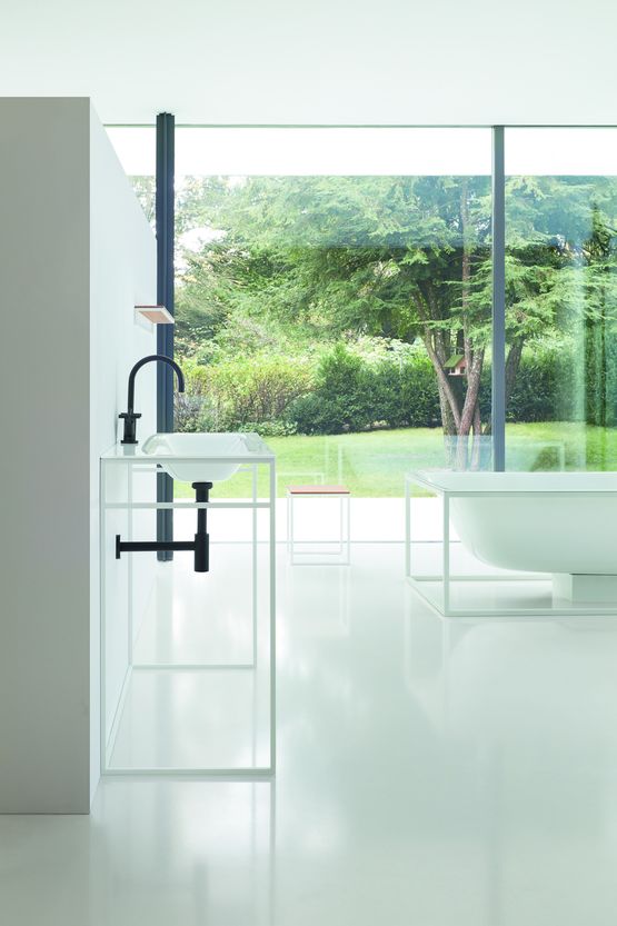 Baignoire rectangulaire à encastrer avec deux faces vitrifiées et cadre en acier | BETTELUX SHAPE - Baignoire en îlot