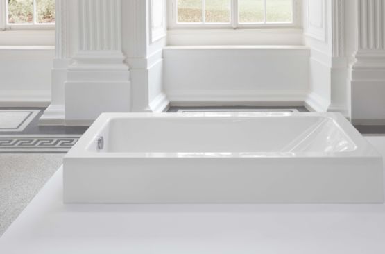 Baignoire rectangulaire semi-encastrée à tablier fixe acier titane vitrifié | BetteOne Relax Highline - BETTE
