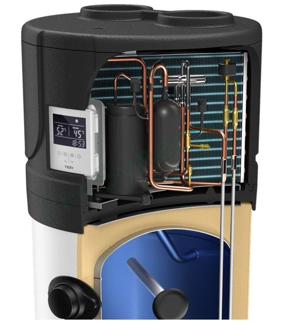  Ballon thermodynamique AquaThermica Classe A+, 200 ou 260 l, avec ou sans échangeur, résistance appoint 1500W (conso. max. 2,15 kW, Ø630mm, isolant PU 50mm, température de service 55°C. - PROSYNERGIE