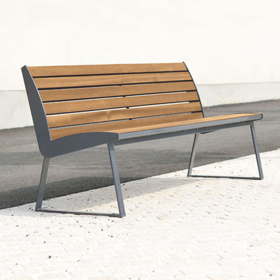 Banc avec assise bois pour espaces publics | Banc Miami