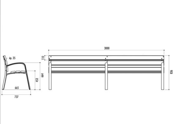  Banc d&#039;extérieur design Modo 300 cm - NORMEQUIP