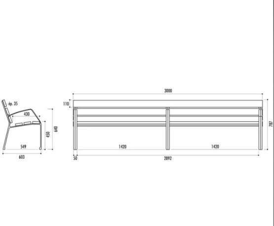  Banc de ville en compact Dublin 5 lames - NORMEQUIP