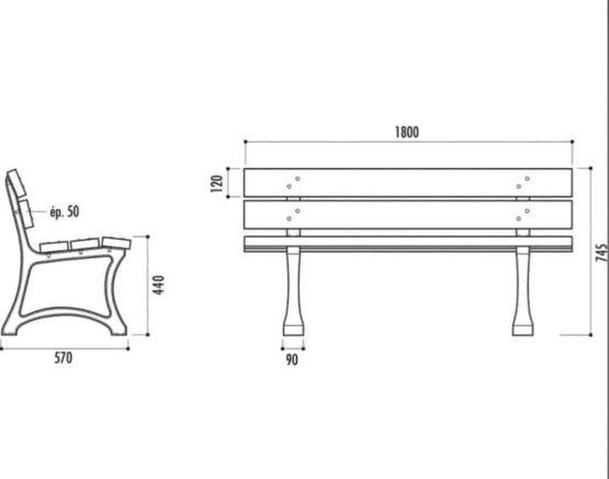  Banc de ville en plastique recyclé Edimbourg - NORMEQUIP
