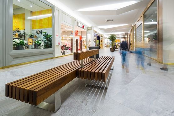  Banc double en acier galvanisé et lames en mélèze | NIPPON EBEDUOL  - PRO URBA