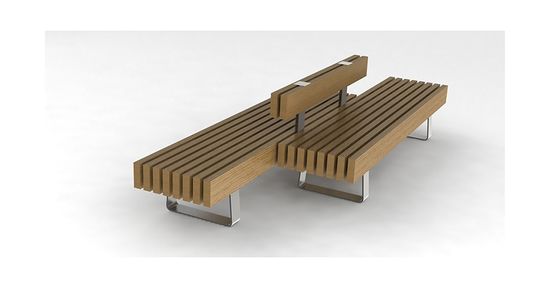  Banc double en acier galvanisé et lames en mélèze | NIPPON EBEDUOL  - Banc public