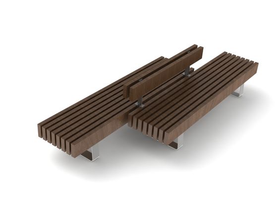 Banc double en acier galvanisé et lames en mélèze | NIPPON EBEDUOL  - produit présenté par PRO URBA