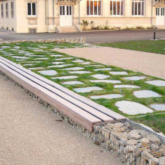 Banc en gabion avec assise basse | Banc Zen