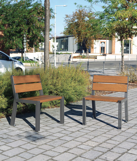 Banc et fauteuil en bois et acier | Arlo - produit présenté par UNIVERS & CITÉ