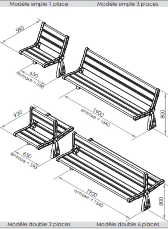  Banc public Arc en ciel | Banc urbain en fonte GS et bois - SEMCO