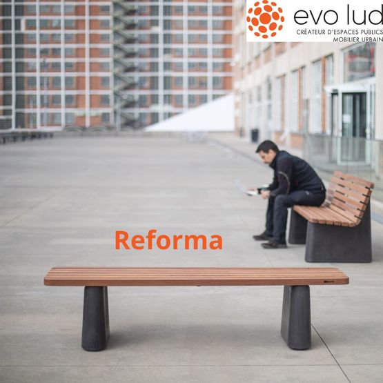  Banc public en béton et bois | REFORMA - Banc public