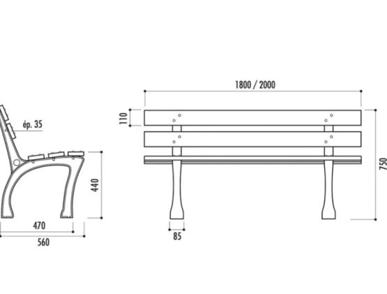  Banc public en bois exotique Burgos - NORMEQUIP