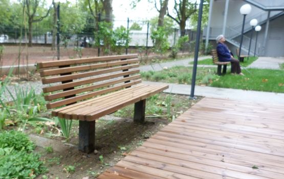  Banc public multi-lames acier-bois pour aménagement espaces extérieurs | BASLIM - NORCOR