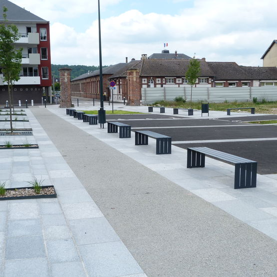  Banc public tout-métal sans dossier | STEEL BLOC - Banc public