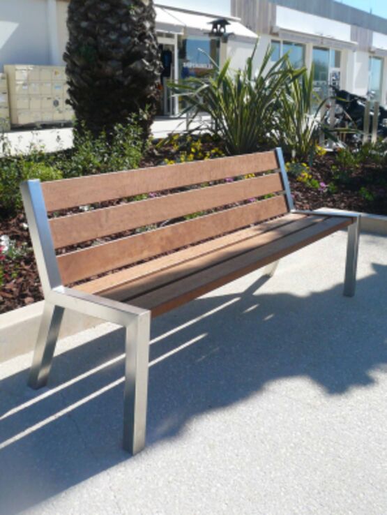 Banc urbain | Banc Artimon en acier inoxydable et bois