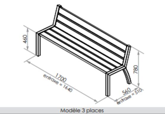  Banc urbain | Banc Artimon en acier inoxydable et bois - Banc public