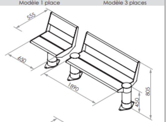  Banc urbain | Banc Bios en bois et acier pour aménagements extérieurs - SEMCO