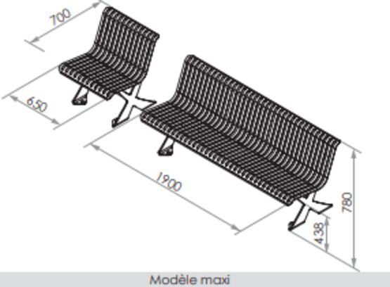  Banc urbain | Banc Ecolor en acier thermolaqué - Banc public